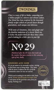 Twinings Dark Chai, 40 Tea Bags 80g, back of box, available at teas.co.uk