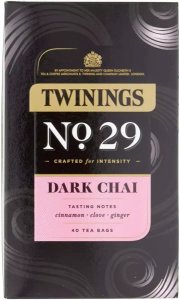 Twinings Dark Chai, 40 Tea Bags 80g, front of box, available at teas.co.uk