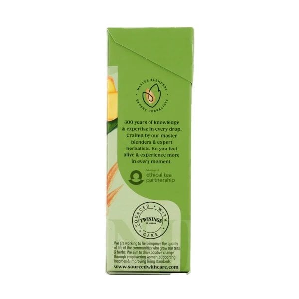 Twinings Ginger Green Tea, 20 Tea Bags 40G, Right Side Of Box, Available At Teas.co.uk