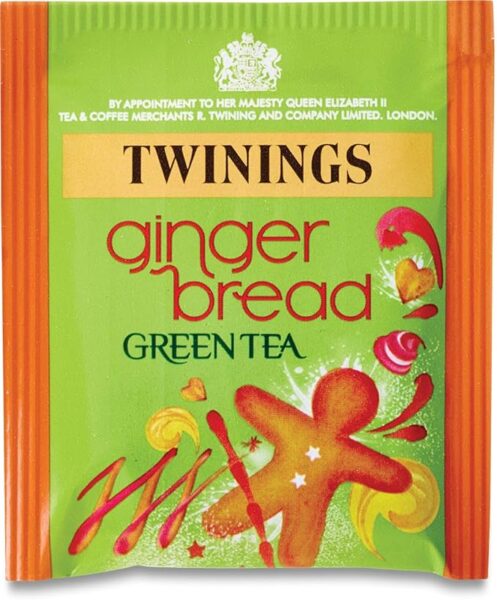 Twinings Gingerbread Green Tea, 20 Tea Bags 40g, tea bag in enverlope, available at teas.co.uk