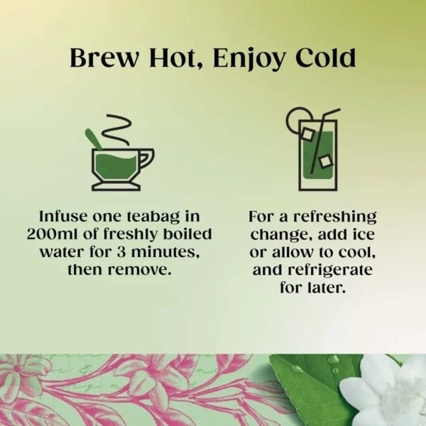 Twinings Jasmine Green Tea, 20 Tea Bags 40G, Brewing Instructions, Available At Teas.co.uk