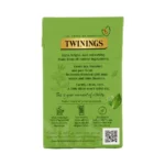 Twinings Mint Green Tea, 20 Tea Bags 40g, back of box, available at teas.co.uk
