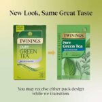 Twinings Pure Green Decaf Tea, 20 Tea Bag 35g, old and new designs together with transition information, available at teas.co.uk