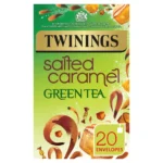Twinings Salted Caramel Green Tea, 20 Tea Bags 40g, front of box, available at teas.co.uk