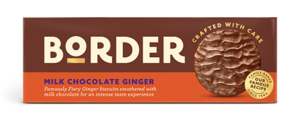 Border Dark Chocolate Ginger Organic Biscuits, 150g, full front, available at teas.co.uk
