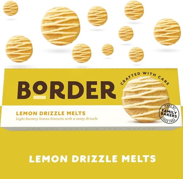 Border Lemon Drizzle Melts Organic Biscuits, 150g, lifestyle shot, available at teas.co.uk