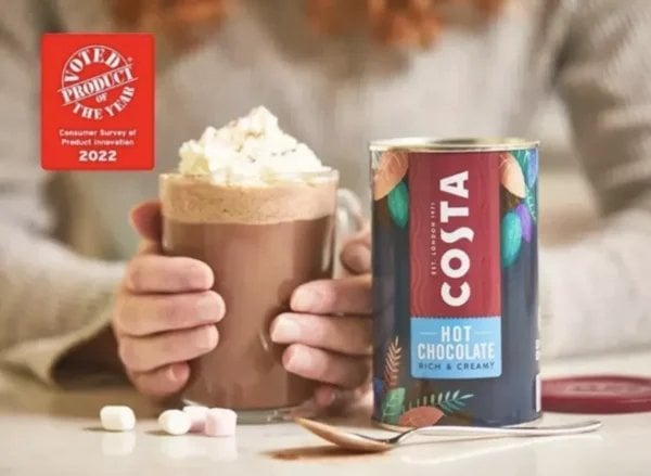 Costa Hot Chocolate Powder, 300G, Lifestyle Shot, Available At Teas.co.uk
