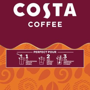 Costa Medium Roast No.3 Ground Coffee, 200g, brewing instructions, available at teas.co.uk