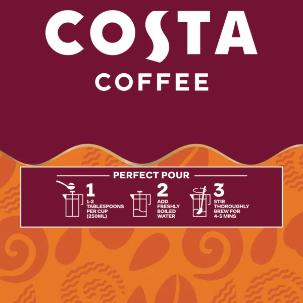 Costa Medium Roast No.3 Ground Coffee, 200G, Brewing Instructions, Available At Teas.co.uk