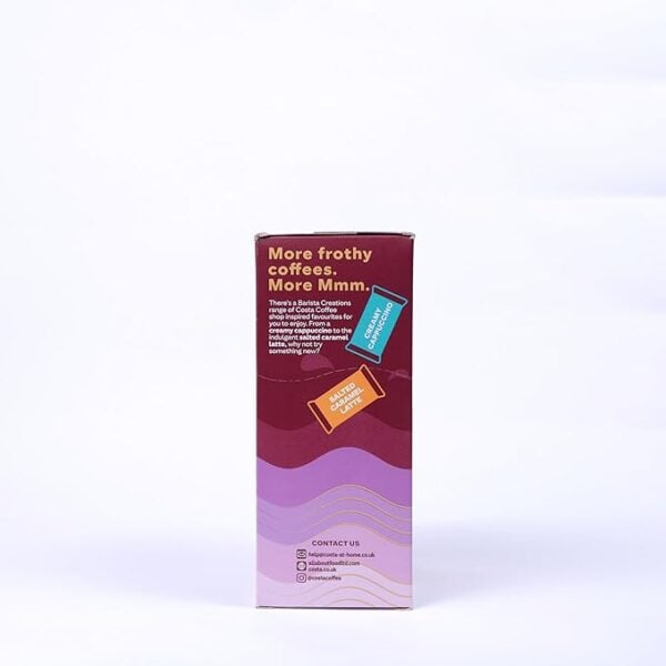 Costa Millionaires Mocha, 6 Sachets 138G, Left Side Of Box, Available At Teas.co.uk
