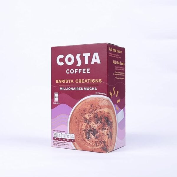 Costa Millionaires Mocha, 6 Sachets 138G, Right Side Of Box, Available At Teas.co.uk