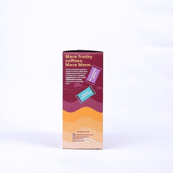 Costa Salted Caramel Latte, 6 Sachets 102g, left side of box, available at teas.co.uk