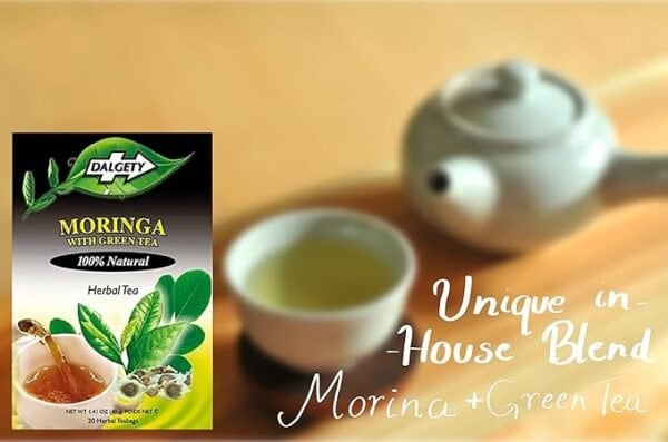 Dalgety Moringa With Green Tea, 18 Tea Bags 40G, Lifestyle Shot, Available At Teas.co.uk