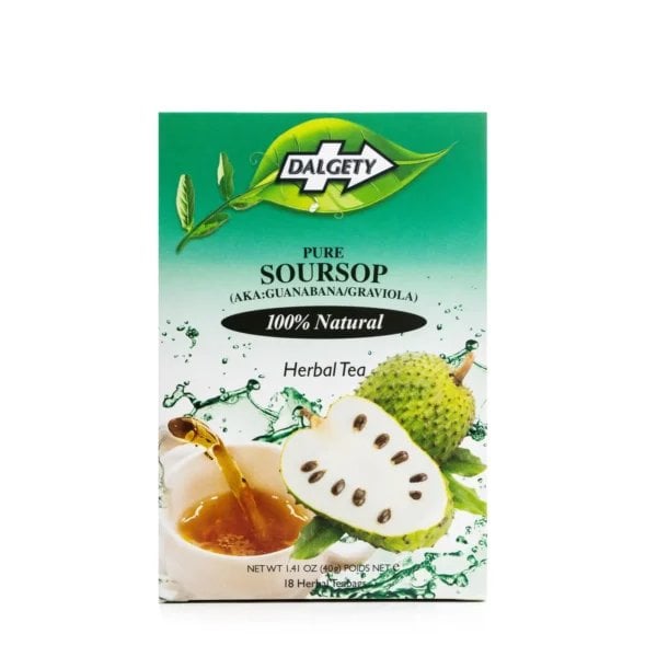 Dalgety Pure Soursop, 18 Tea Bags 40G, Front Of Box 1, Available At Teas.co.uk