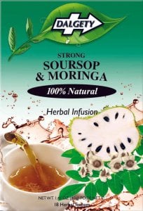 Dalgety Soursop and Moringa, 18 Tea Bags 40g, front of box, available at teas.co.uk