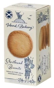 Island Bakery Scottish Shortbread Organic Biscuits, 125g, front of box, available at teas.co.uk