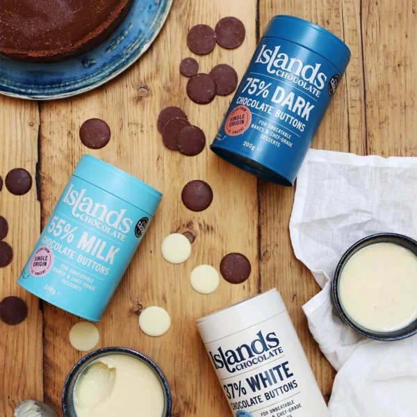 Islands Milk Hot Chocolate Flakes, 150g, lifestyle shot, available at teas.co.uk