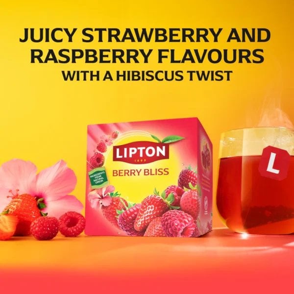 Lipton Berry Bliss, 20 Tea Bags 42G, Box With Brewing Tea, Available At Teas.co.uk
