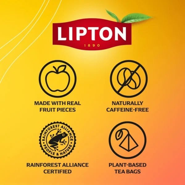Lipton Peach Paradise, 20 Tea Bags 46g, fact sheet, available at teas.co.uk