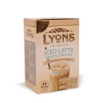 Lyons Salted Caramel Iced Latte, 12 Sachets 180g, side view, available at teas.co.uk