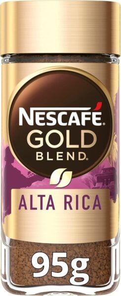 Nescafé Gold Blend Alta Rica Coffee, 95g, front of jar, available at teas.co.uk