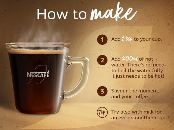 Nescafé Gold Blend Alta Rica Coffee, 95g, brewing instructions, available at teas.co.uk