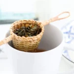 Pattiya Bamboo Tea Strainer, Handmade in Thailand, close up brewing, available at teas.co.uk