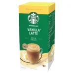 Starbucks Vanilla Latte, 5 Sachets 107.5g, right side of box, available at teas.co.uk