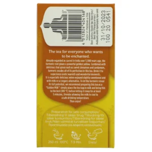 Yogi Tea Organic Turmeric Chai, 17 Tea Bags 34g, back of box, available at teas.co.uk