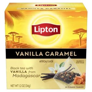 Lipton Black Tea with Vanilla and Caramel, 20 Tea Bags 34g, Black Tea, Lipton Teas and Infusions UK Limited. Sold by Teas.co.uk.