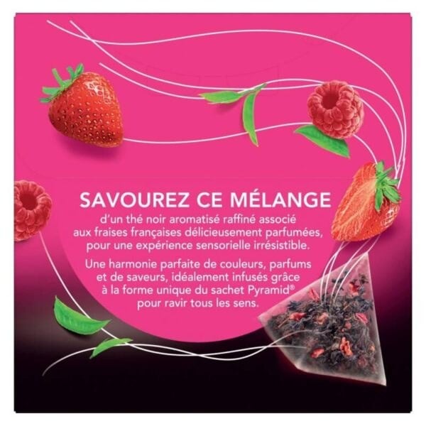Lipton Black Tea Red Fruits With French Strawberries, 20 Tea Bags 30G, Back Of French Box, Available At Teas.co.uk