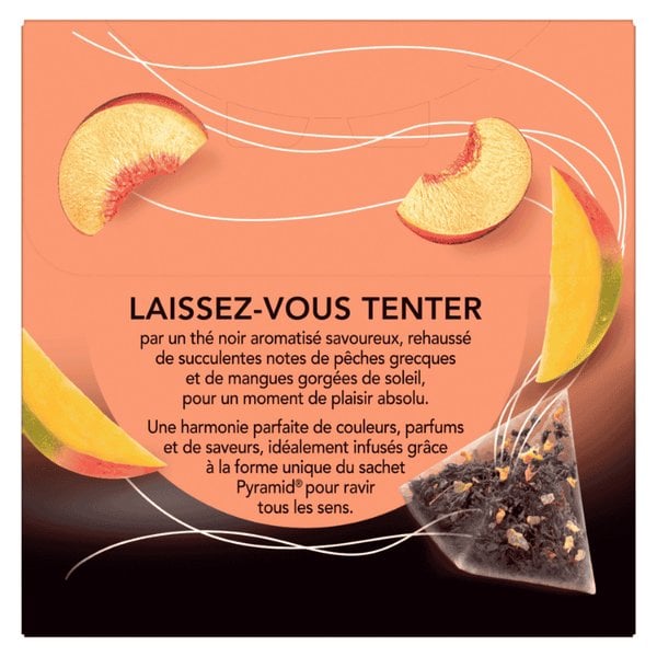 Lipton Black Tea With Peach And Mango From Greece, 20 Tea Bags 34G, Back Of Box, Available At Teas.co.uk