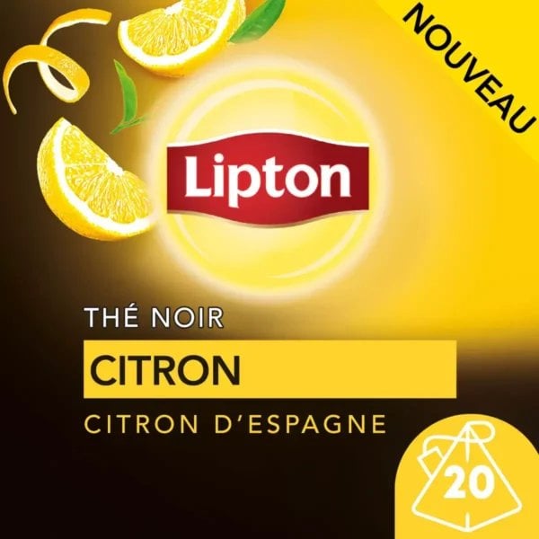 Lipton Black Tea With Spanish Lemons, 20 Tea Bags 34G, Fron French, Available At Teas.co.uk