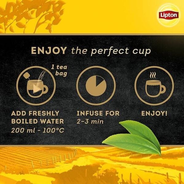 Lipton Black Tea with Spanish Orange, 20 Tea Bags 36g, brewing instructions, available at teas.co.uk