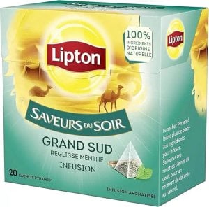 Lipton Evening Infusion, 20 Tea Bags 32g, front of box 3d view, available at teas.co.uk