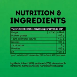 Lipton Green Mint Tea, 20 Tea Bags 32g, nutritional info, available at teas.co.uk