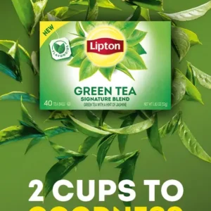 Lipton Organic Green Tea, 20 Tea Bags 28g, marketing with retail box uk edition, available at teas.co.uk