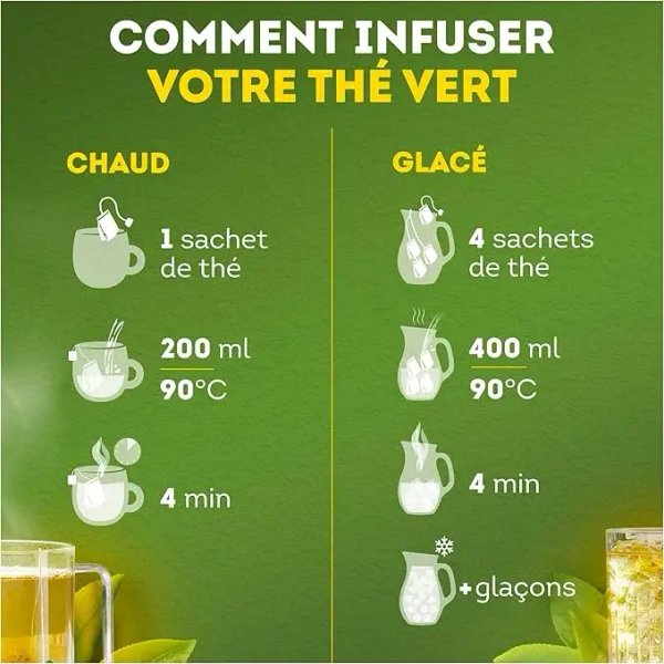 Lipton Pure Nature Green, 30 Tea Bags 39g, brewing instructions, available at teas.co.uk