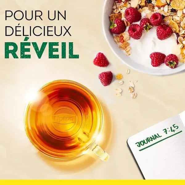 Lipton Yellow Label, 30 Tea Bags 60G, Lifestyle Showing Tea Top View, Available At Teas.co.uk