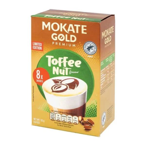 Www-Teas-Co-Uk-Mokate-Gold-Toffee-Nut-Latte-8-Sachets-112G-5900649088948-Right-Side-Old-Box Mokate Gold Toffee Nut Latte, 8 Sachets 112G