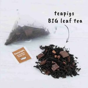 Teapigs Chocolate Flake, 15 Tea Bags 37.5g, close up on tea bag, available at teas.co.uk