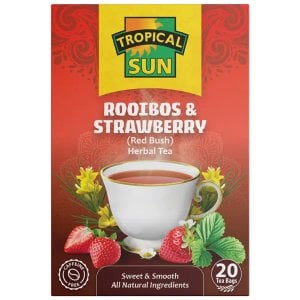 Tropical Sun Rooibos and Strawberry, 20 Tea Bags 40g, Fruit and Herbal Tea, Tropical Sun Foods Limited. Sold by Teas.co.uk.