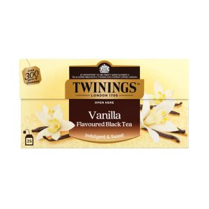 Twinings Vanilla Flavoured Black Tea (International Blend), 20 Tea Bags 32g, uk style front, available at teas.co.uk