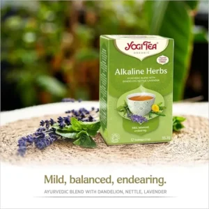 Yogi Tea Organic Alkaline Herbs, 17 Tea Bags 35.7g, lifestyle shot, available at teas.co.uk