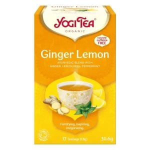 Yogi Tea Organic Ginger and Lemon, 17 Tea Bags 30.6g, Decaffeinated Speciality Teas, Yogi Tea GmbH. Sold by Teas.co.uk.