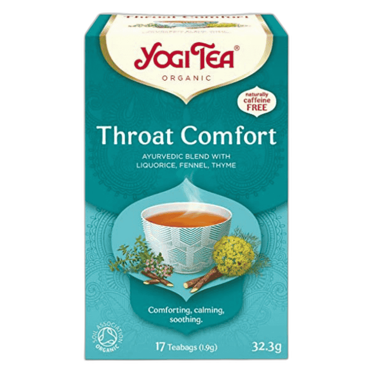 Yogi Tea Organic Throat Comfort, 17 Tea Bags 32.3g, Fruit and Herbal Tea, Yogi Tea GmbH. Sold by Teas.co.uk.