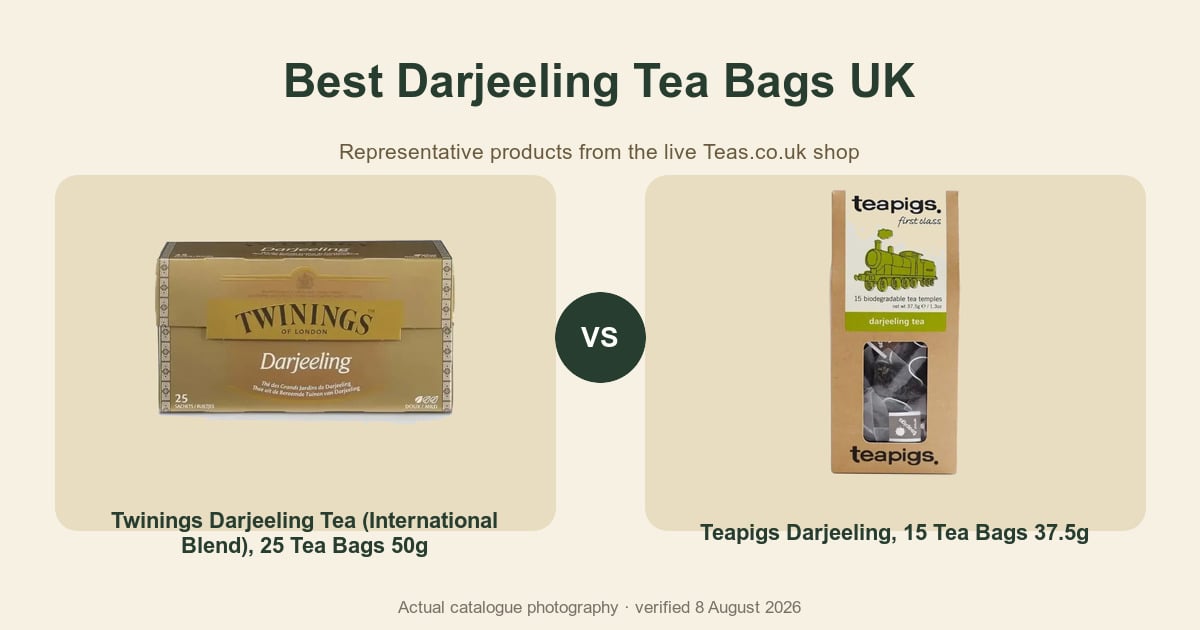 Packaged tea comparison artwork using current catalogue photography.