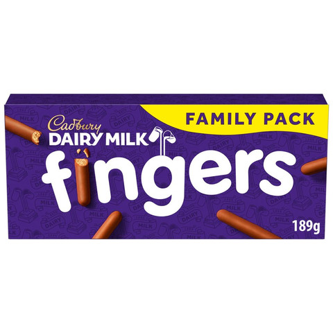 Cadbury Dairy Milk Fingers Milk Chocolate Biscuits Tray, 189g
