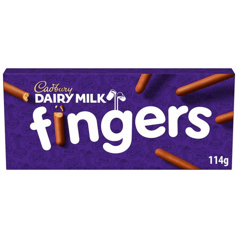 Cadbury Dairy Milk Fingers Milk Chocolate Covered Biscuits, 114g