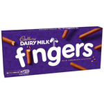 Cadbury Dairy Milk Fingers Milk Chocolate Covered Biscuits, 114g, pack shot 5, available at teas.co.uk